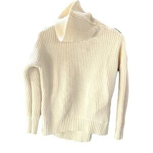 Old Navy Sweater Womens XS Cream Turtleneck Cozy Ribbed Knit Slouchy Pullover